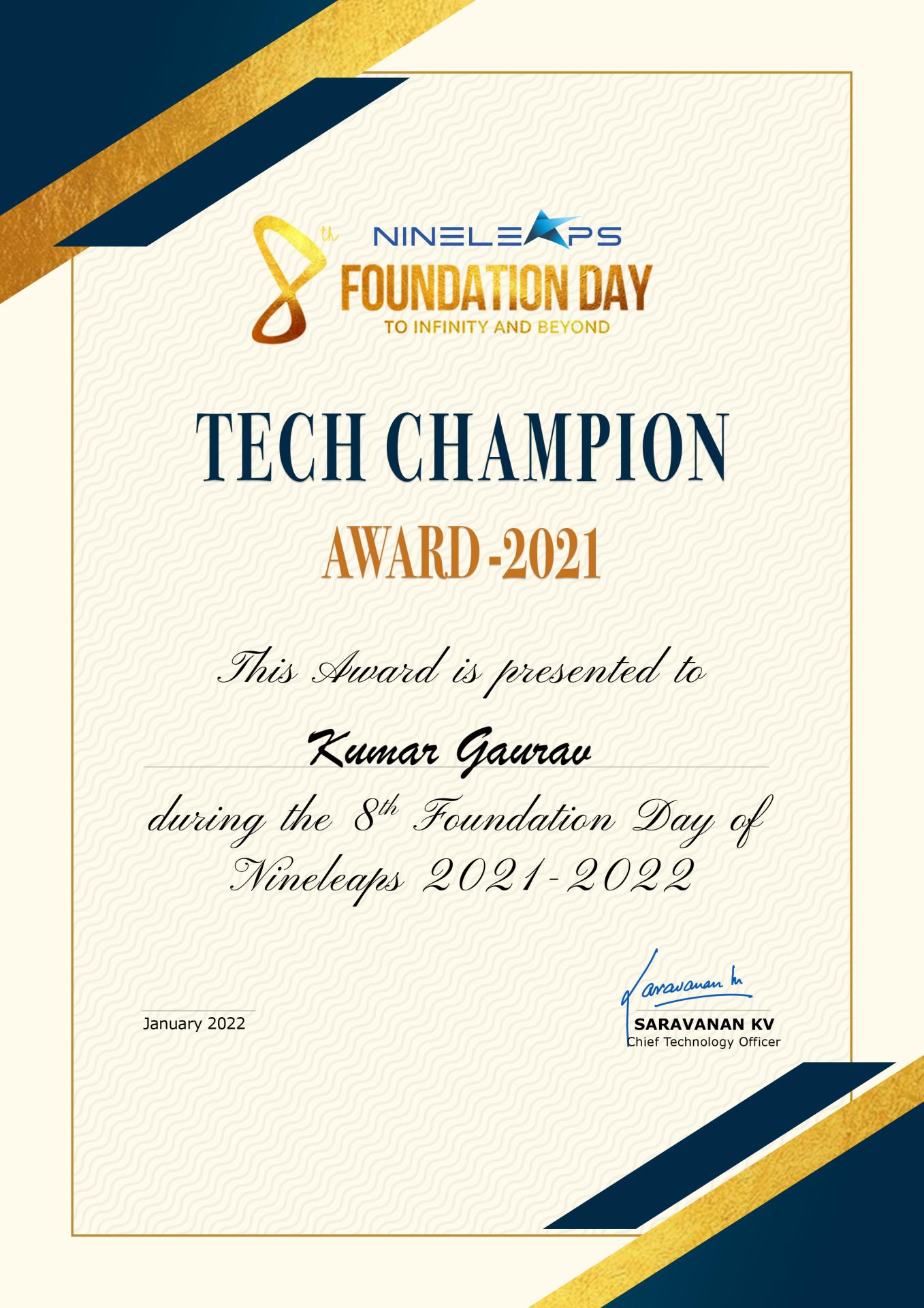 Tech Champion Award 2021